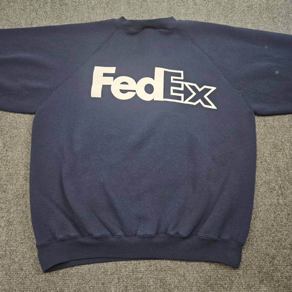 Vintage 90s Fedex Sweatshirt Large Navy Blue Workwear Pullover Discus Athletic‎